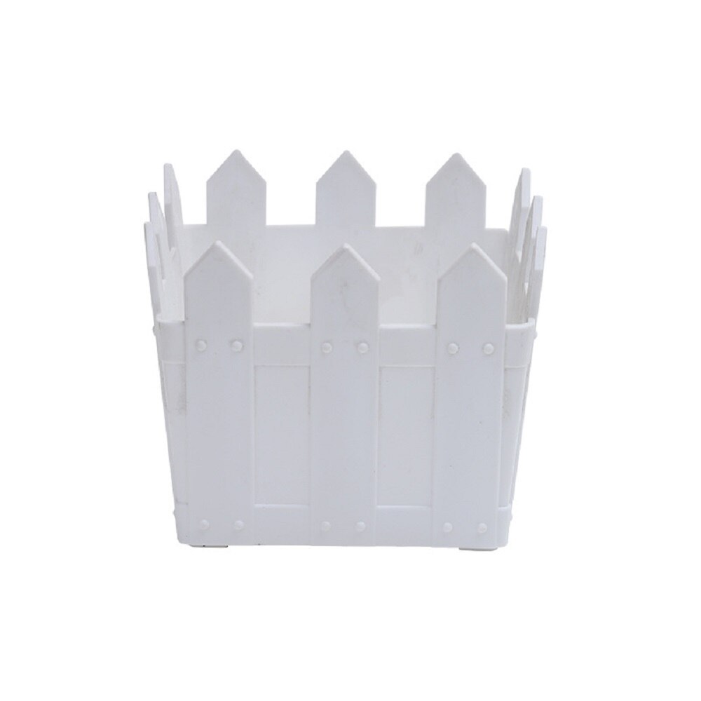 1Pcs Wooden trough flower pots gardening decoration succulent flower pot resin plastic small flower pot: White