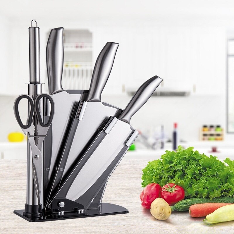 Juego de cuchillos de acero inoxidable, utensilios de cocina de fábrica, , mango de sándwich, , 6 piezas