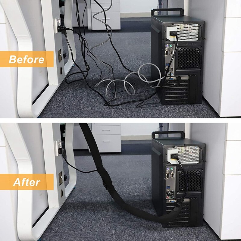 Cable Management Sleeves Cable Tidy Sleeve Zip And Buckle 20 Inch PC Cable Management Organizers Kit With Cable Straps