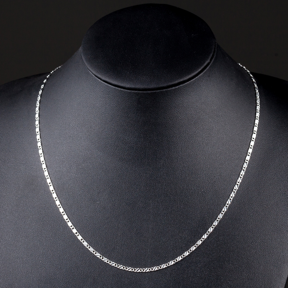 QWWASD, , collares de cadenas planas de Plata de Ley 925 de 2MM para hombres y mujeres, joyería fina para de boda, de vacaciones
