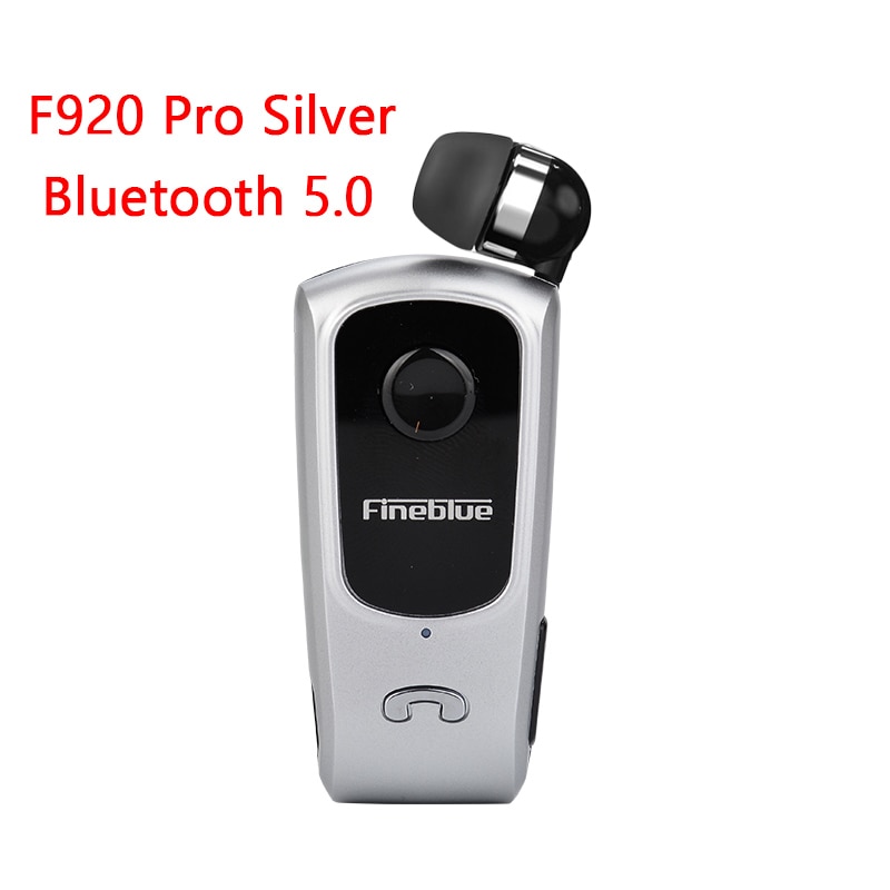 Fineblue F920 Pro Mini Earphone Bluetooth 5.0 Retractable Headset Wireless Clip for iPhone SAMSUNG Bluetooth-headphone Sports: Silver no box