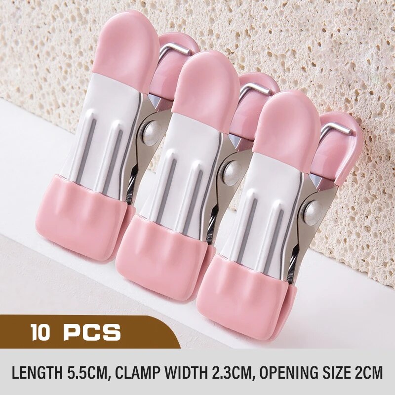 ​ Edelstahl Wäscheklammern Wäsche Wäscheklammern Mit Haken Hosen Kleiderbügel Tragbare Hängende Kleidung Clips Schrank Kleidung Organizer: Rosa