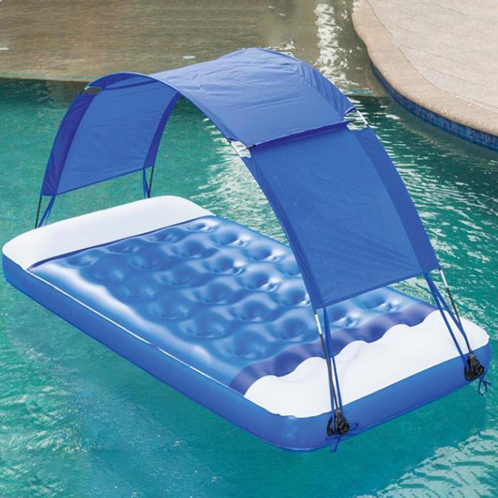 Pool Float Inflatable Water Lounge Abrasion Resistant Swim Float With Removable Canopy For Outdoor Pool Party Water Fun