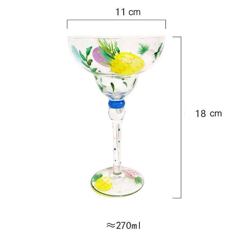 270ml Margarita Wine Glasses Handmade Colorful Cocktail Glass Goblet Cup Lead-free Home Bar Wedding Party Drinkware: Pineapple