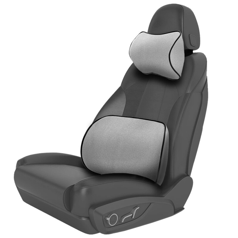 Suporte lombar de apoio para costas de carro, almofada universal de espuma de memória padrão para o assento de carro para escritório: One Set Gray