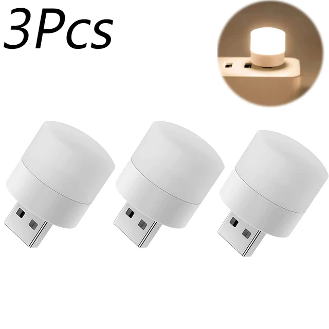 1/10PCS USB Plug Lamp 5V 1W Bright Eye Protection Book Reading Light Mobile Power Charging Warm White USB Small LED Night Light: WHITE