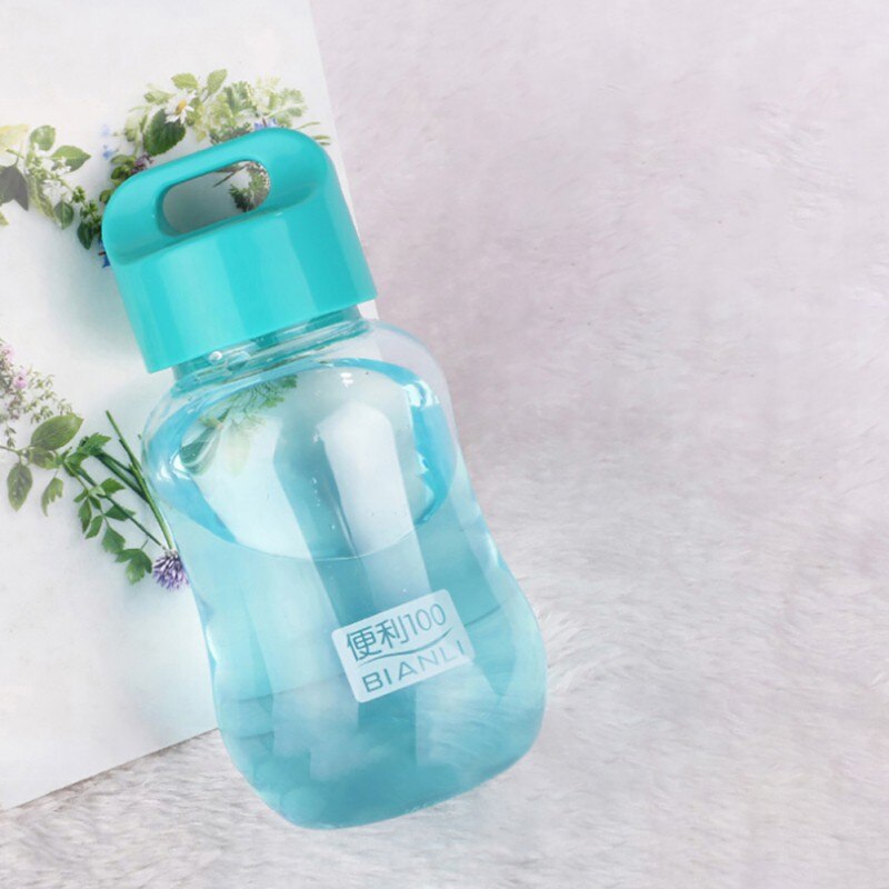 Cute cartoon small cup school supplies 180ML water bottle color plastic portable water bottle mini kettle: Blue