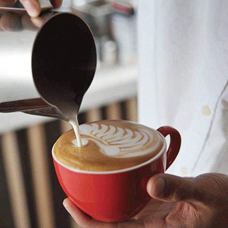 350/600ml roestvrijstalen koffie-opschuimkannen met trekbloemcilinder, cappuccino-melkkannetje, espressokopjes, kunstmelkkannetje