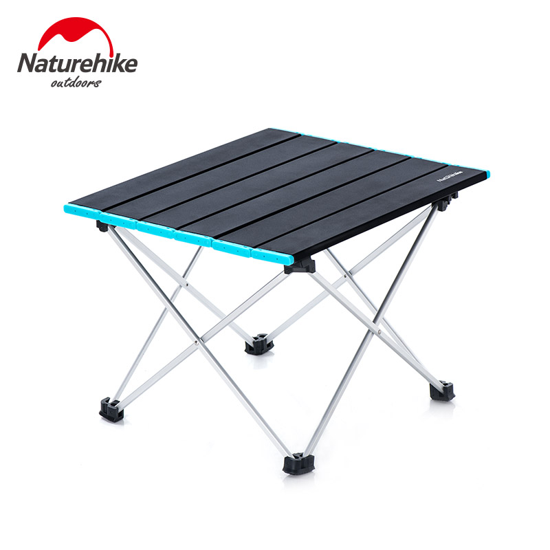 Naturehike aluminiumslegeringsbord udendørs holdbart lysfoldning rustfrit stål skrivebord camping bærbart tebord 2 farver