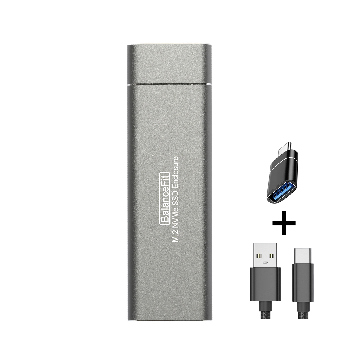 Portable M.2 NVMe SSD Enclosure Tool-Free USB External 10Gbps M.2 NVMe to USB Adapter Support UASP for PCIe NVMe SSD Case Box: grey