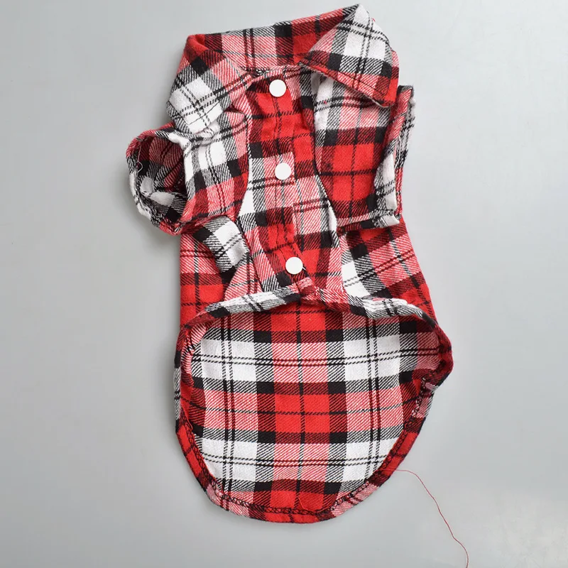Novo pequeno cão/gato roupas xadrez camisa lapela casaco jaqueta roupas traje topos acessórios para cães pequenos primavera: XL / Vermelho