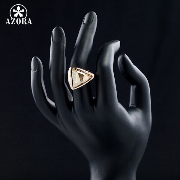 AZORA Rose Goud Kleur Goud Kleur Driehoek Stellux Oostenrijkse Crystal Ring TR0015