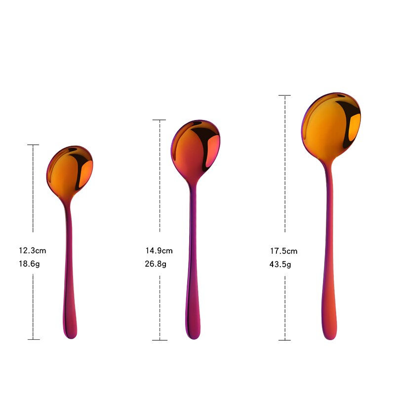3 pçs preço barato espelho polonês colher de mel colheres de degustação de aço inoxidável conjunto colher de jantar colher de sobremesa colher de café utensílios de mesa: red 3pcs