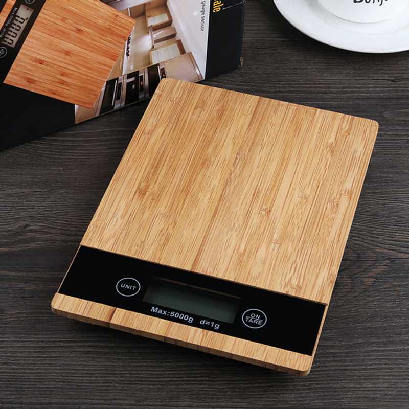 5000g/1g 5kg houten bamboe hd lcd-scherm digitale weegschaal multifunctionele hd lcd-scherm elektronische weegschaal automatische uitschakeling