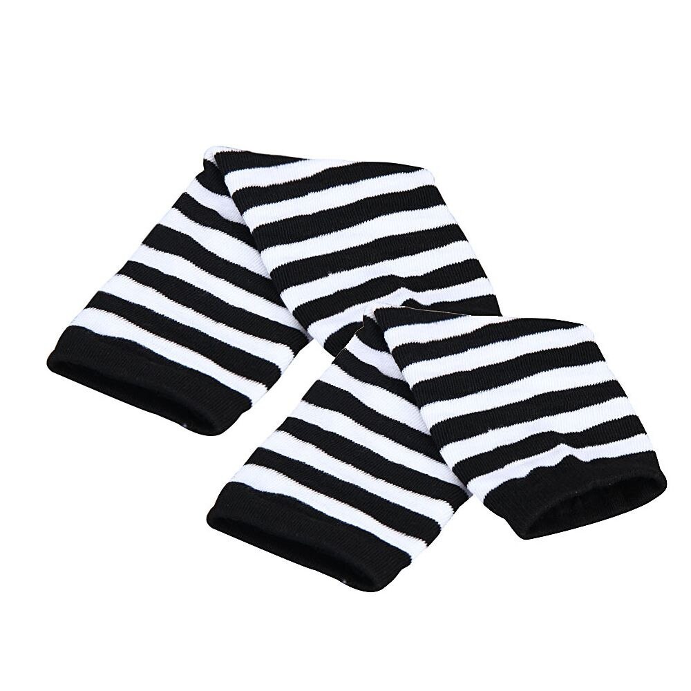 Calentadores de brazo para mujer, manoplas cálidas sin dedos en negro, gris y blanco, de punto, largo, algodón, longitud: 35 cm, 1 par