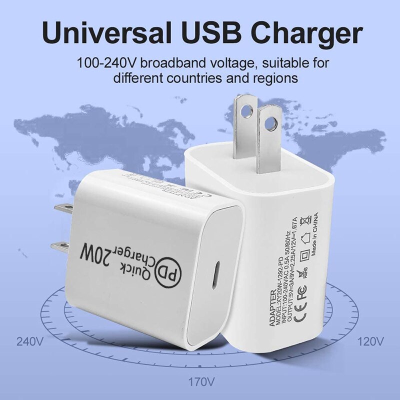 Wtyczka EU/US 20W PD ładowarka USB C szybkie ładowanie szybka ładowarka typu C ładowarka do iphone 12 pro Samsung xiaomi Huawei ładowarka USB C