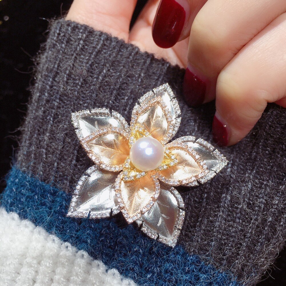 ZHBORUINI Feine Schmuck Natürliche Süßwasser Perle Brosche Non Fading Tricolor Brosche Pins Perle Schmuck Frauen Italienische Technologie