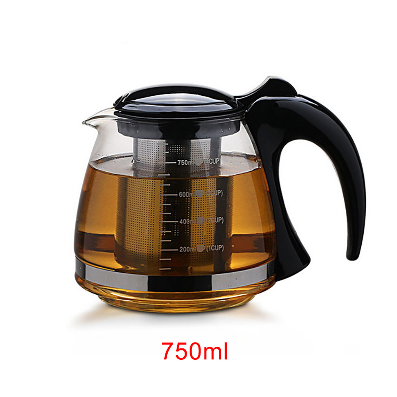 750ml & 1200ml glas tekanna glastekanna för teblomma med avtagbar stålinfusionsfilter tekanna: 750ml