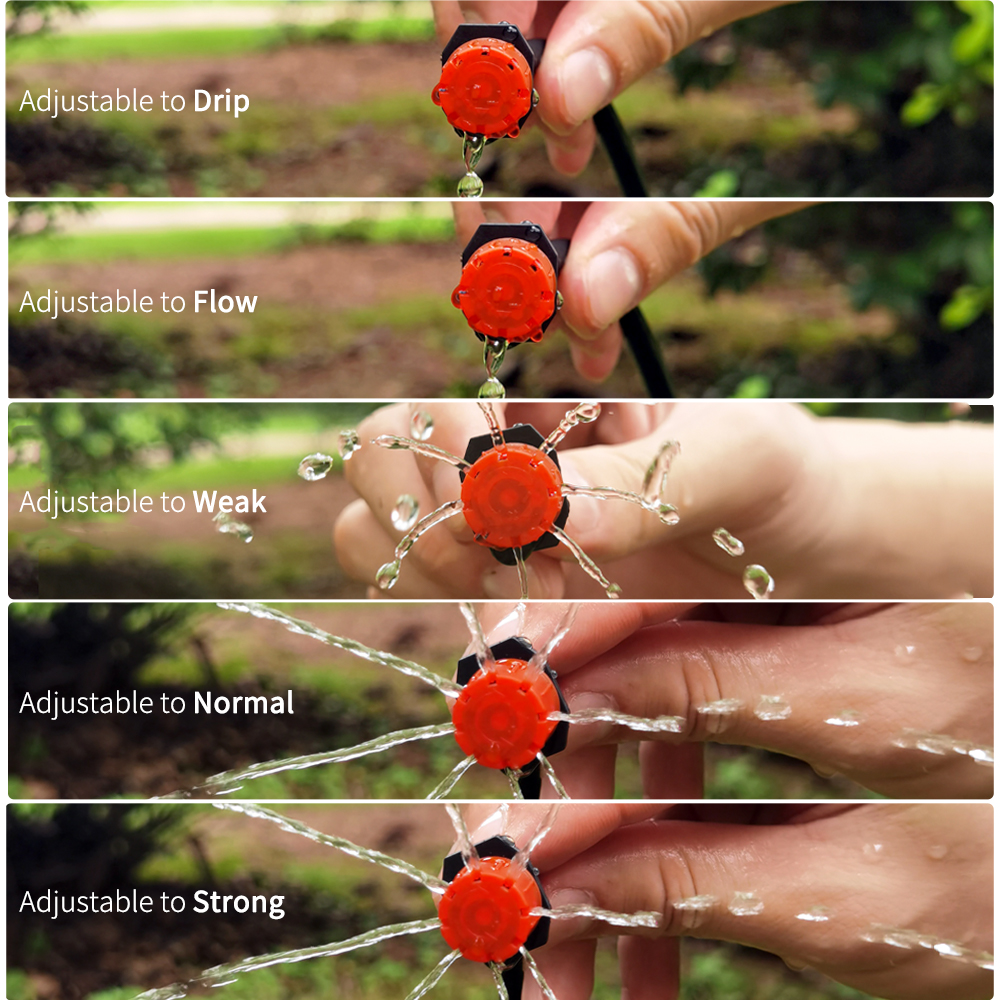 Kit de riego por goteo para jardín, boquillas de sistema de riego automático para tierras de cultivo, bonsái, plantas, flores, verduras, invernadero, 1/4 pulgadas, 10-30M