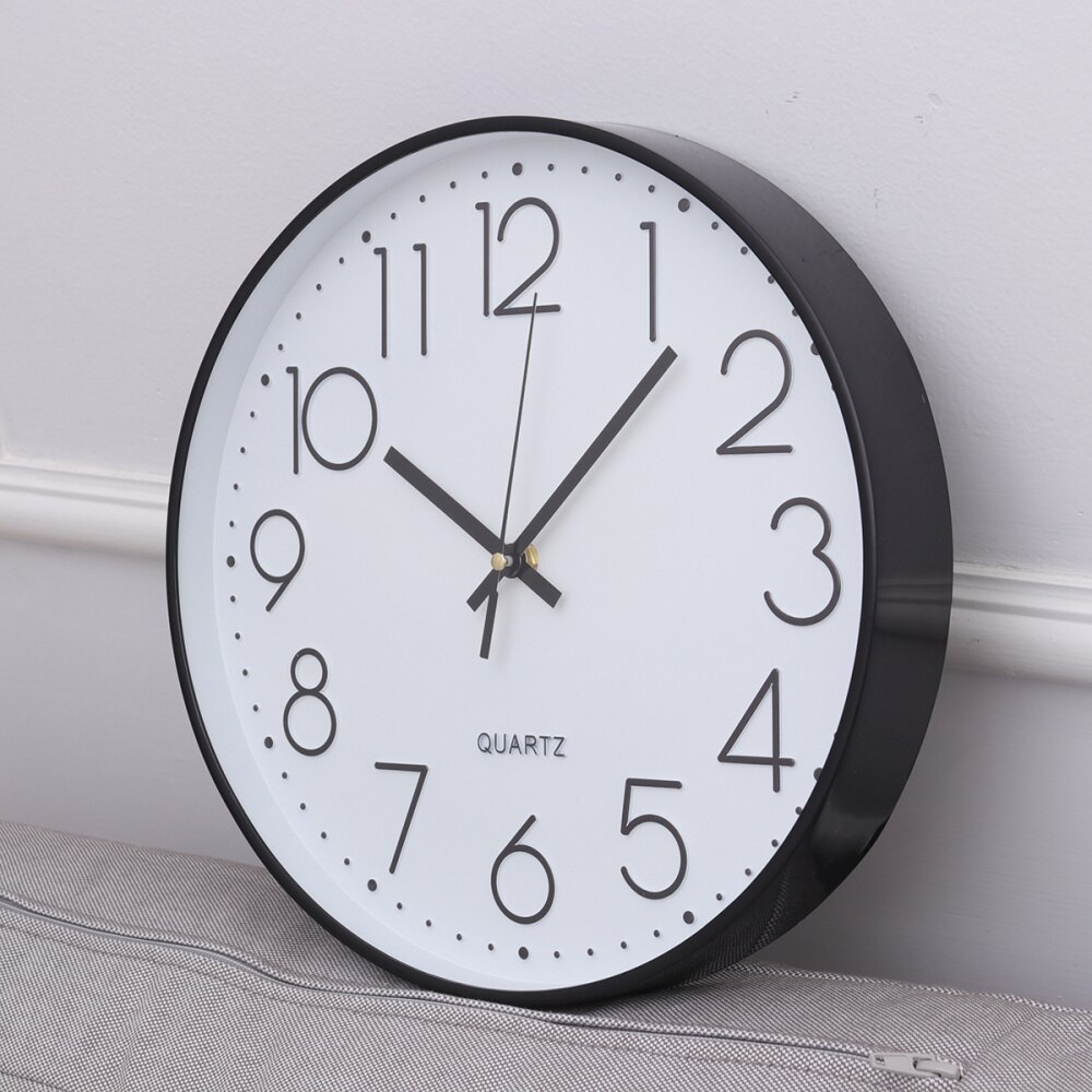 Wall Hanging Clock 3D Numbers Scale Wall Clock Mute Clock Living Room Clock without Battery (White)