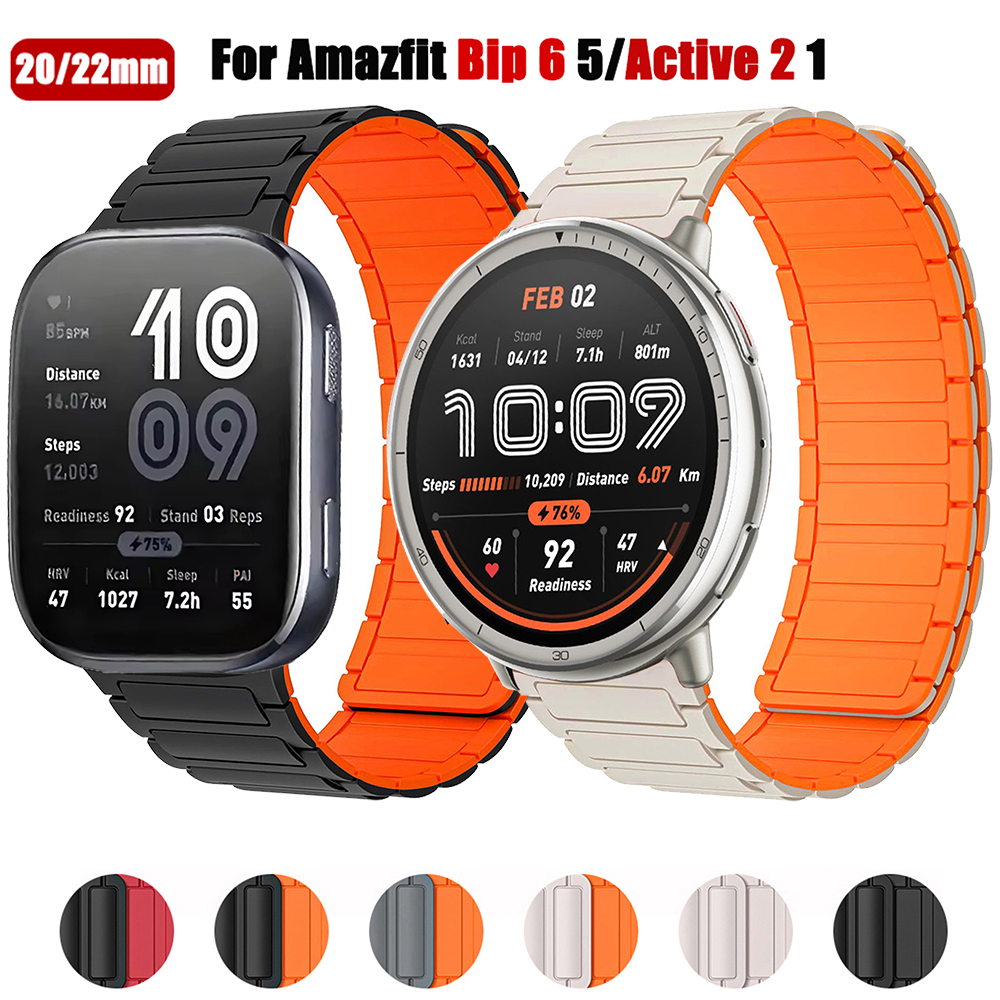 Bratara Magnetica din Silicon 20-22mm pentru Amazfit Bip, Active, GTR, GTS, Cheetah