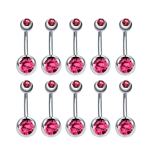 Piercings de Ombligo de acero inoxidable para hombres y mujeres, pendientes de Ombligo, anillos gemas, Piercing de Ombligo, joyería de cuerpo Punk, 10 piezas: Chapado en zinc azul