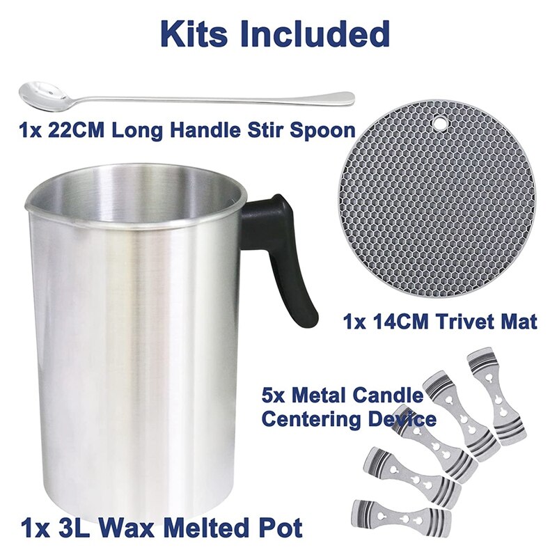 Candle Making Wax Melted Pot 3L Pouring Pot Double Boiler for Soy Candle Making, Heat-Resisting Handle