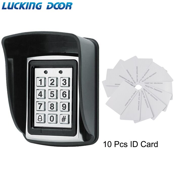 Backlight RFID Metal Access Control EM Card Reader Keypad 1000 Users door bell 125KHz Card Reader Keypad Key Fobs Door Access: AC and 10 ID cards