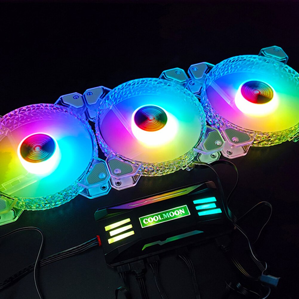 COOLMOON RGB Controller 4Pin PWM 5V 3Pin ARGB Cooling Fan Smart Intelligent Remote Control for PC Case Chassis Accessories