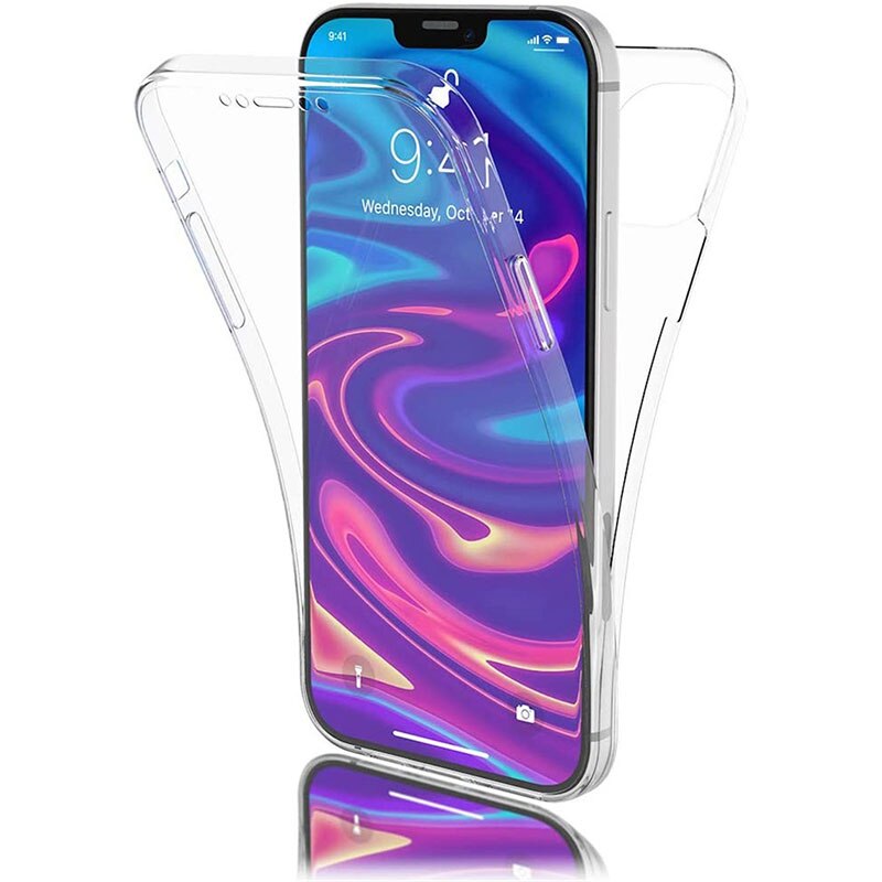 360 etui na całe ciało dla iPhone 12 11 Pro Max Mini XR X XS Max SE 2020 5 5s 8 7 6s Plus dwustronnie silikonowe TPU przezroczyste Coque