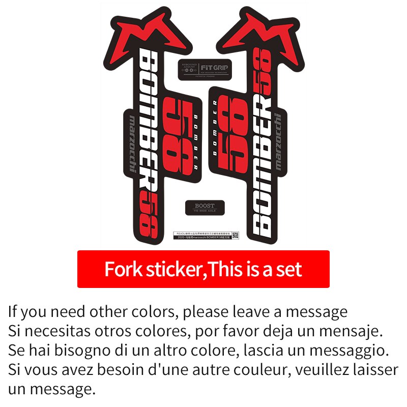 READU bicycle stickers marzocchi BOMBER 58 fork sticker mountain bike decals