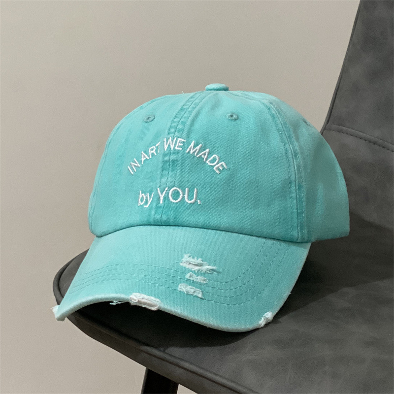 Casquette de Baseball avec lettres brodées pour femme, décontractée, style sauvage, avec visage, Version coréenne, avec trou pour le haut souple, Hip-hop: BLEU CIEL