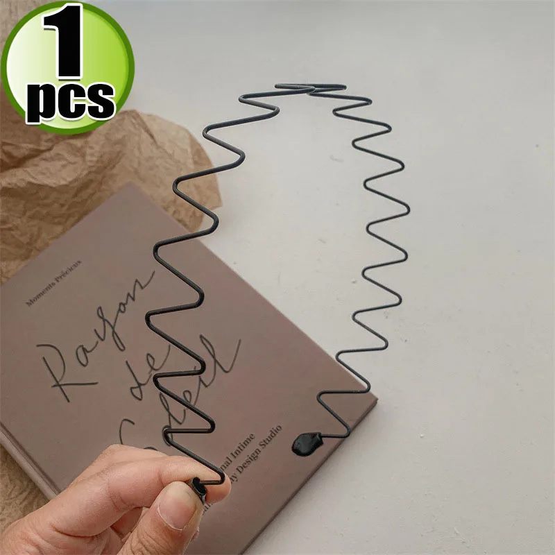 1/6pcs Metal Hair Band Men Women Unisex Black Wavy Hair Head Hoop Band Sports Headband Hairband Hair Accessories: SKY BLUE