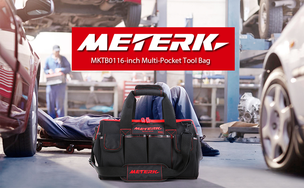 METERK Tool Bag 16-inch Tool Storage Kit 7 Pockets Electrical Kit with Adjustable Shoulder Strap