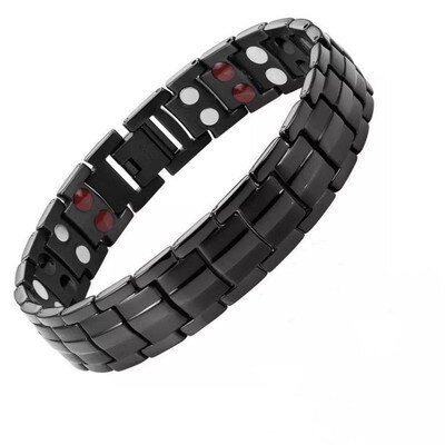 Negatieve Ionen Armband 15Mm Verwijderbare Dubbele Rij Magneto Negatieve Ionen Mannen Armband Charm Braceletsstainlesssteel: Black