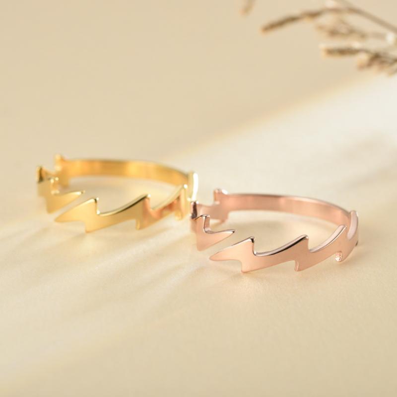 Ring Two-Tone European and American Stainless Steel Lightning Open Ring: RoseGold