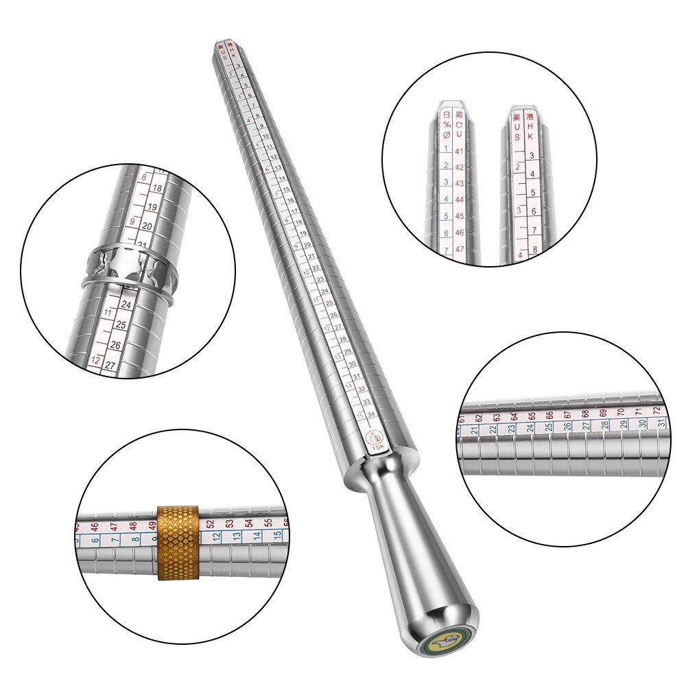 Varilla ampliadora de anillo , martillo con mango de mandril, medidor de anillo, palo medidor de dedo para hacer joyería DIY, herramientas de medición