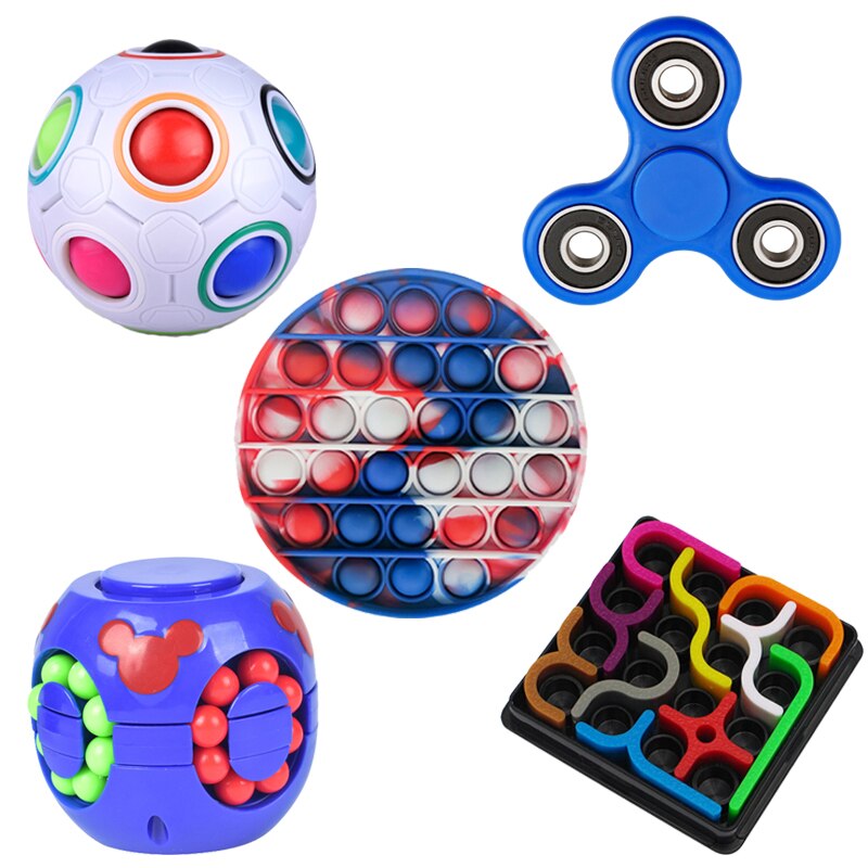 5 unids/set fidget pack de juguetes antiestrés adultos interactivo para niños sensorial de estrés socorro juguete de Fidget fidget spinners prensa bola: 1