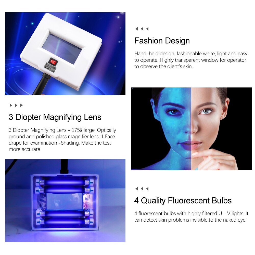 Lamp Facial Skin Testing Wood Lamp Skin UV Analyzer Examination Magnifying Analyzer Lamp Machine with Protective Cover Lamp SPA