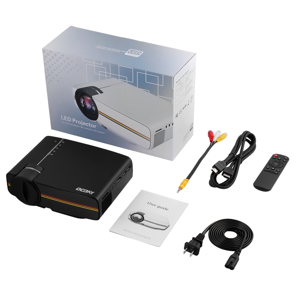 OCDAY portátil 800x480 píxeles HDMI 1200LM de larga duración ajustable Multi-medios Home Theater LCD imagen HD LED proyector Digital