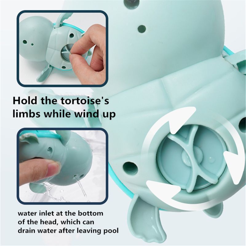 Juguete de agua clásico para bebé, tortuga enrollada, cadena mecánica, juguetes de baño de playa para niños, novedad, 2. ª generación, 1 unidad