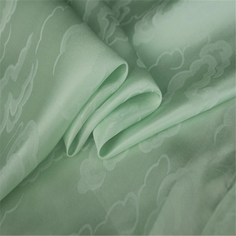 Jacquard bomulds silke stof 16m/m 114cm bredde sky brokade blandet silke til sengetøj til hjemmetekstiler: 3 lysegrøn