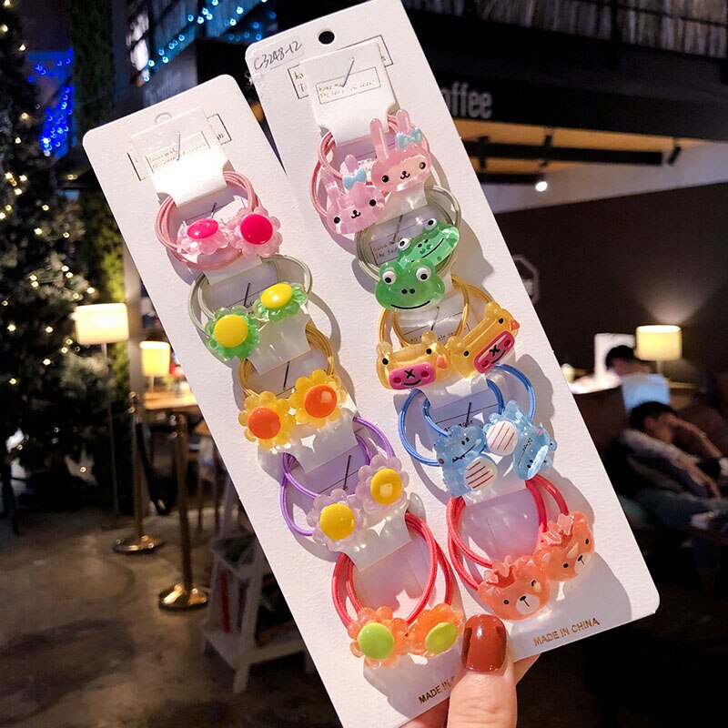 15/20 Pcs/Bag Children Cute Colors Cartoon Fresh Fruit Flower Elastic Hair Bands Girls Acrylic Rubber Bands Kid Hiar Accessories