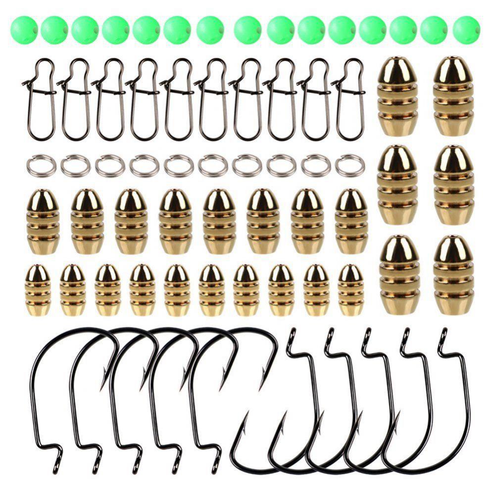 Tool Sinker Fishing Brass Sinkers Set Weights Jig Hook Swivel Ring Connector Tools with Box