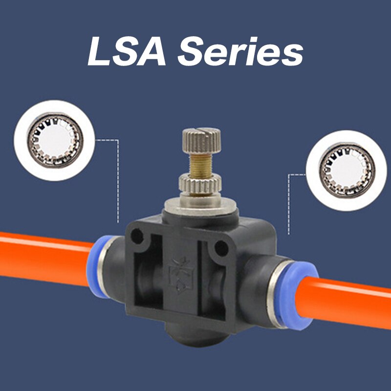 Lsa Serie Pneumatische Connector Gasklep 4-12 Air Flow Speed Control Valve Tube Slang Pneumatische Push In Pneumatische fittings