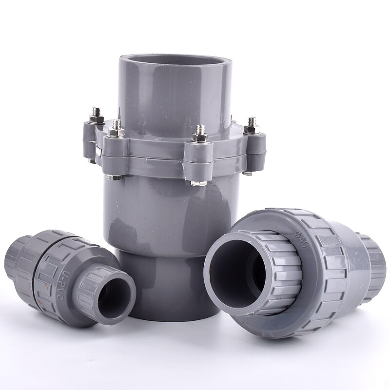 1pc ID 25~110mm PVC Check Valve Water Supply Pipe One-Way Valve Watering Irrigation Tube Connector Aquarium Fish Tank Adapter