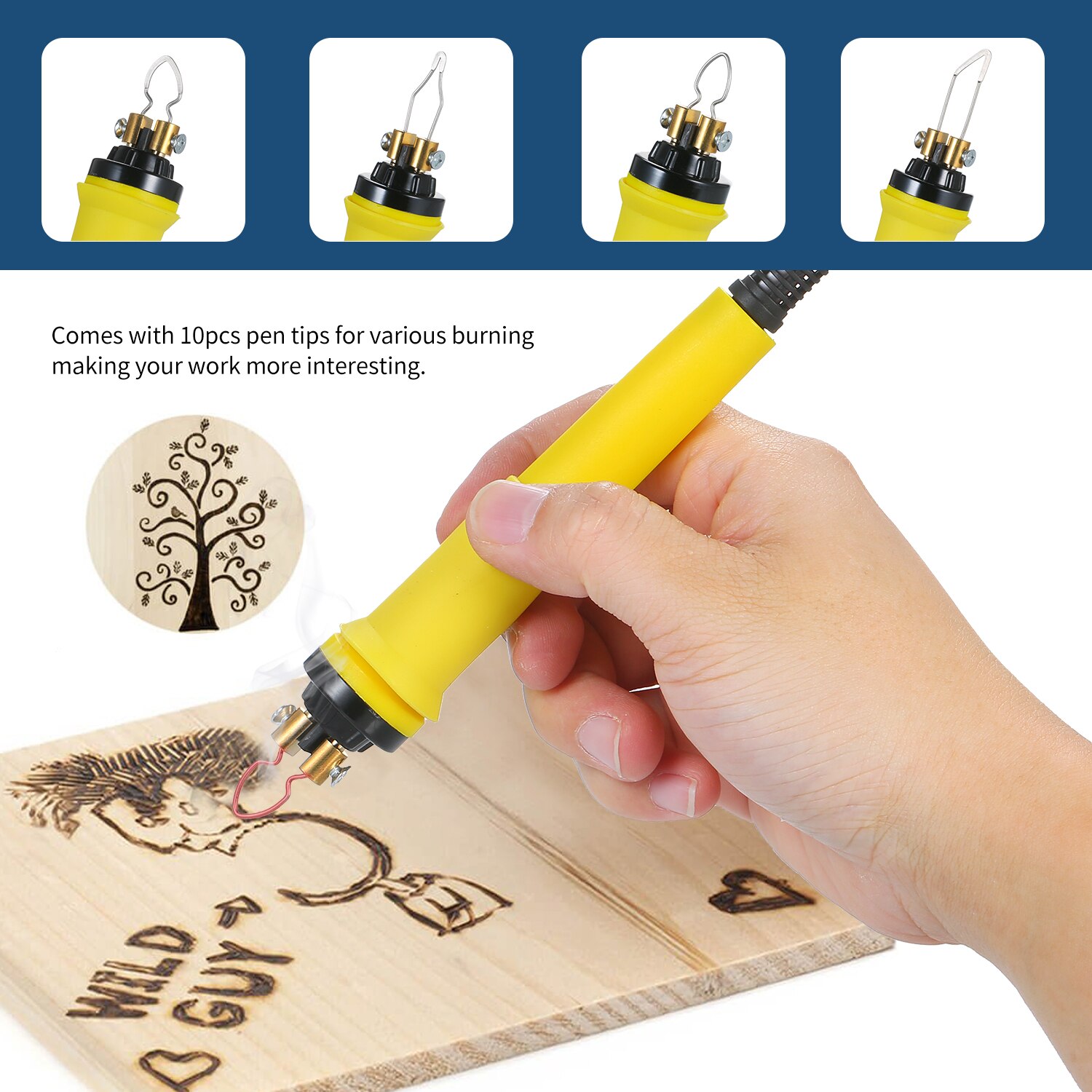 60W 220V Woodburner Wood Burning Tool Kit Adjustable 0℃-800℃ Digital Display Pyrography Pen Set Electric Soldering Iron