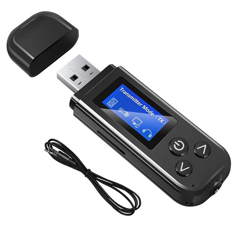 Bluetooth 5.0 nadajnik i odbiornik Audio USB 3.5MM RCA muzyka Stereo Adapter bezprzewodowy wbudowany akumulator: green