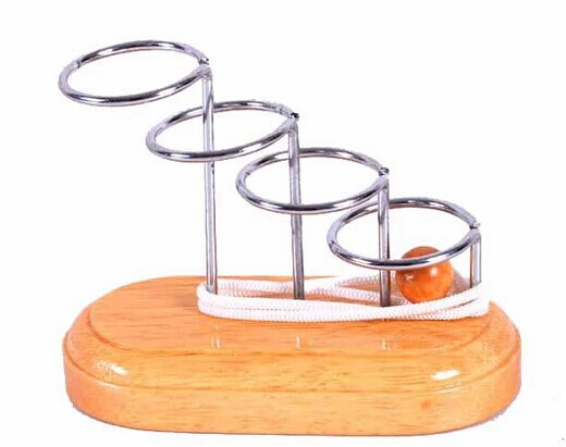 Desk Novelty 3D Wooden Rope Loop Puzzle IQ Mind String Brain teaser Game for Adults Kids