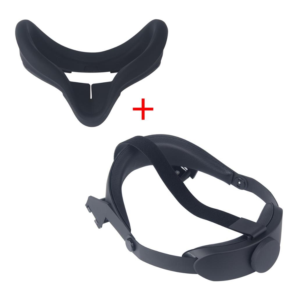 Voor Oculus Quest Verstelbare Vr Headset Hoofddeksels Druk Verlichten Antislip Vr Helm 3D Virtual Reality Bril: Black Set